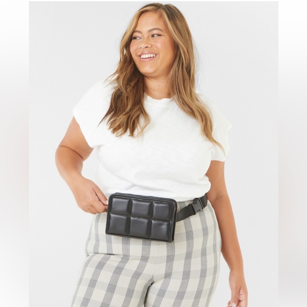 Vegan leather quilt belt bag / sling bag
